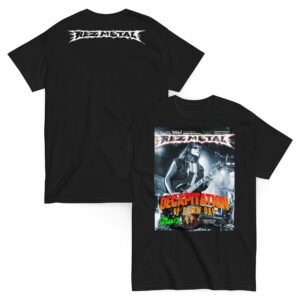 The official Rez Metal Magazine cover on a shirt